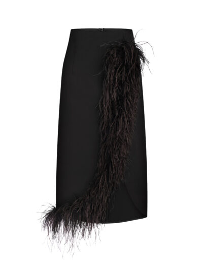 Midi Skirt “Feathered Slit Noir”