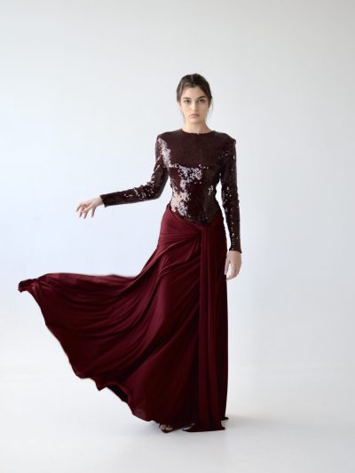 Burgundy Sequin Gown